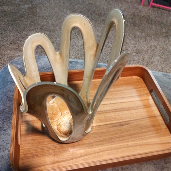 Vintage Makora Krosno open handkerchief unique beautiful blown glass vase decor - Picture 5 of 16